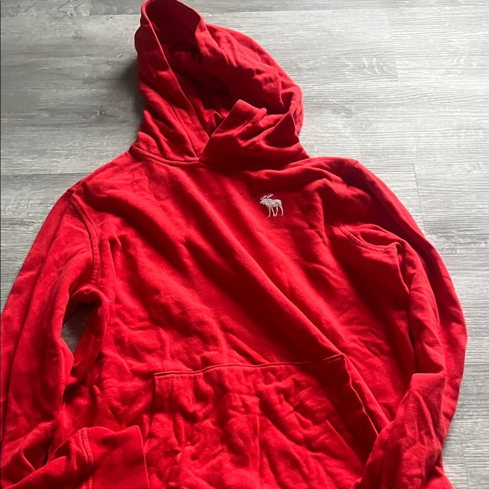 abercrombie kids Red Hoodie with Navy Moose Logo